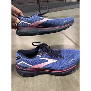 Brooks Ghost 15 Shoes Women's 9.5 B Blue Peacoat Pink Running Athletic Sneakers